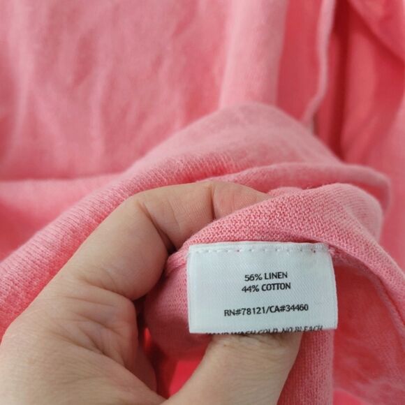 Eileen Fisher Linen Blend Pink V-Neck Women's Sweater Long Sleeve - Picture 6 of 6